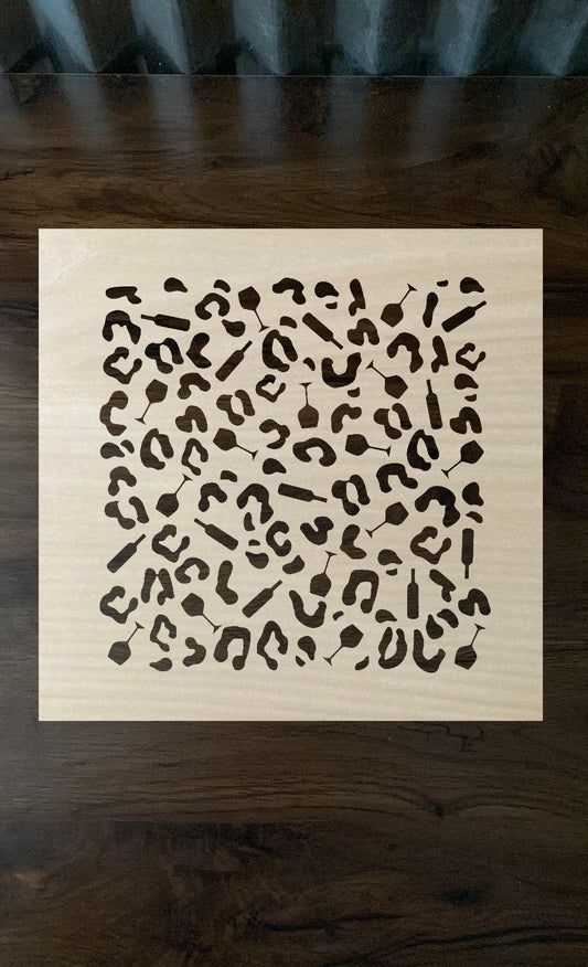 Wine Glass and Wine Bottle Cheetah Print Stencil Template Bleach shirt stencil