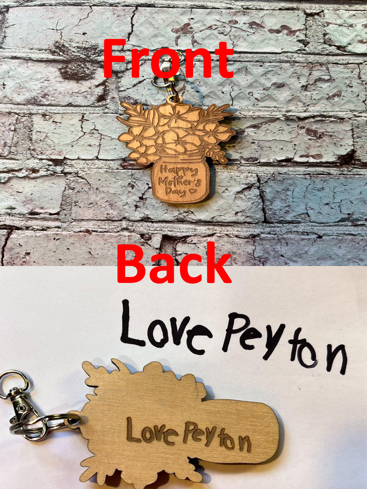 Mothers Day Key Chain Gift Personalized Custom Made to Order Your handwriting Transferred to gift!