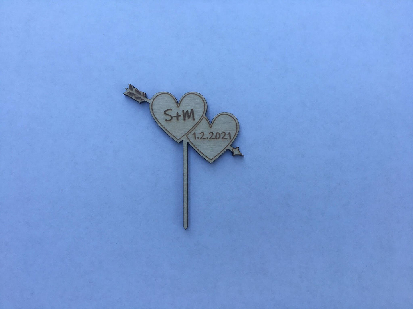 Custom Double Heart Wedding Cupcake Topper | Ships Fast