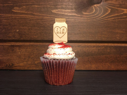 Custom Mason Jar Wedding Cupcake Topper | Ships Fast