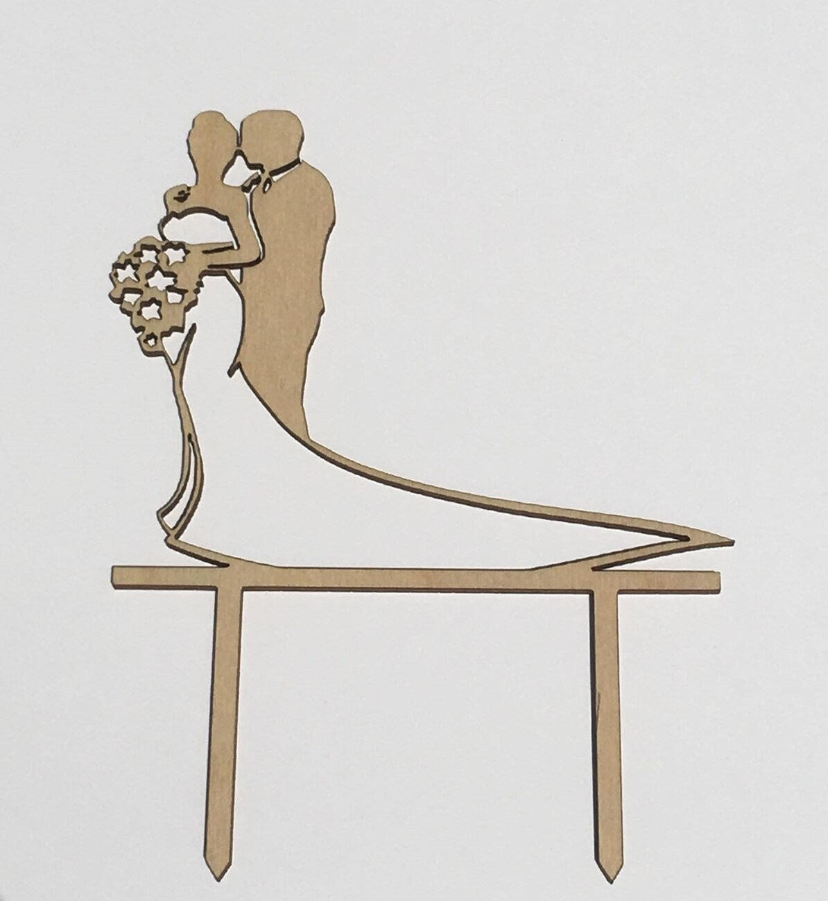 Long Wedding Dress Couple Cake Topper