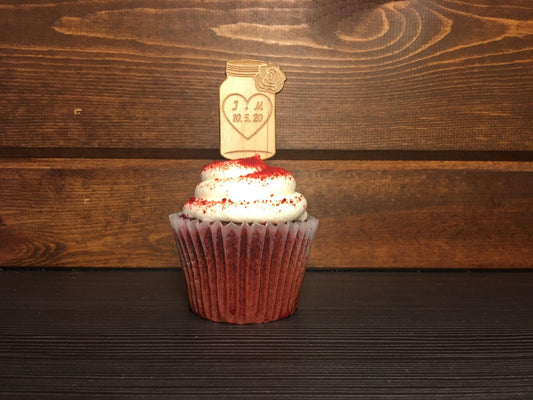 Custom Mason Jar Flower Wedding Cupcake Topper | Ships Fast