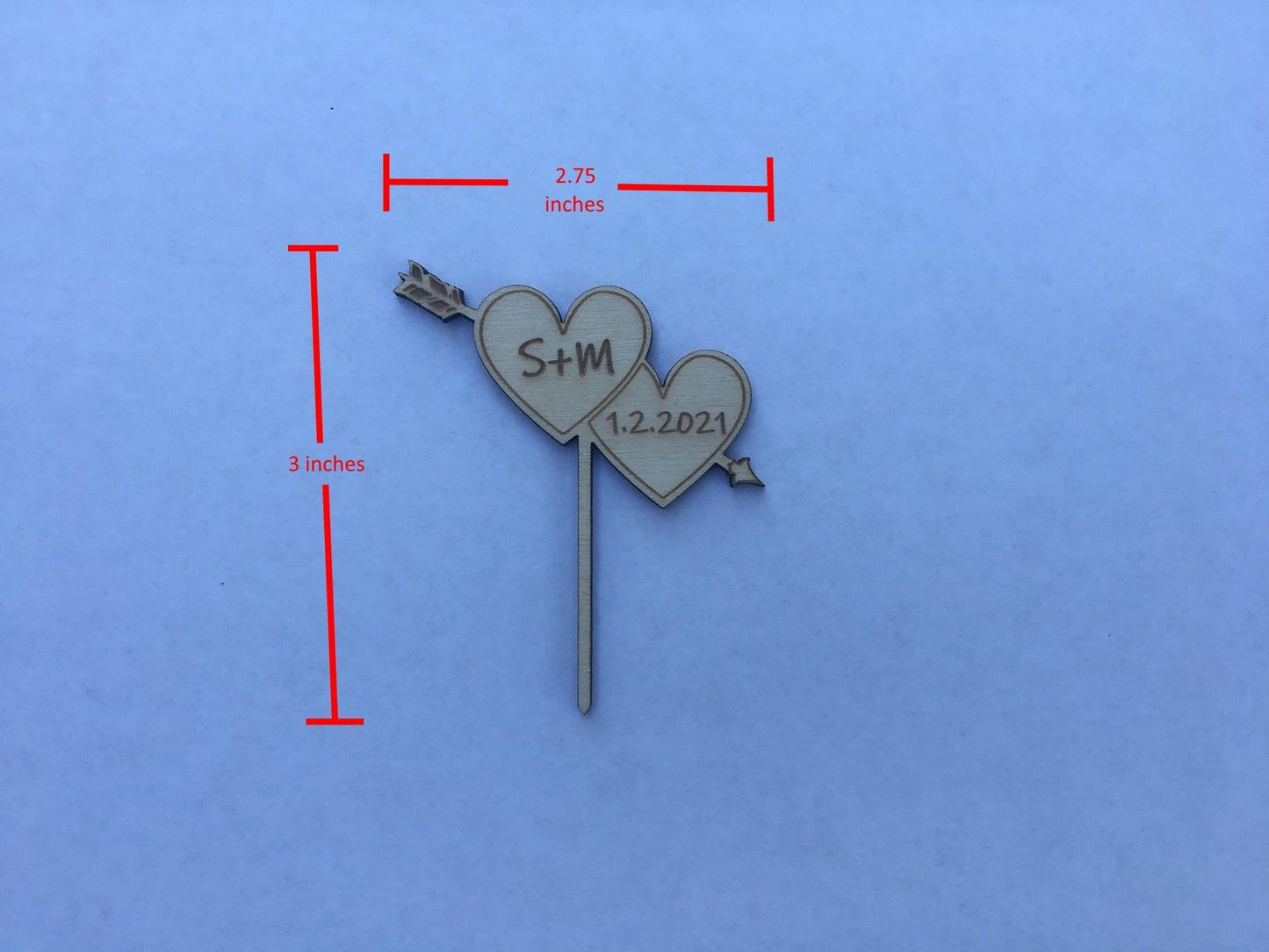Custom Double Heart Wedding Cupcake Topper | Ships Fast