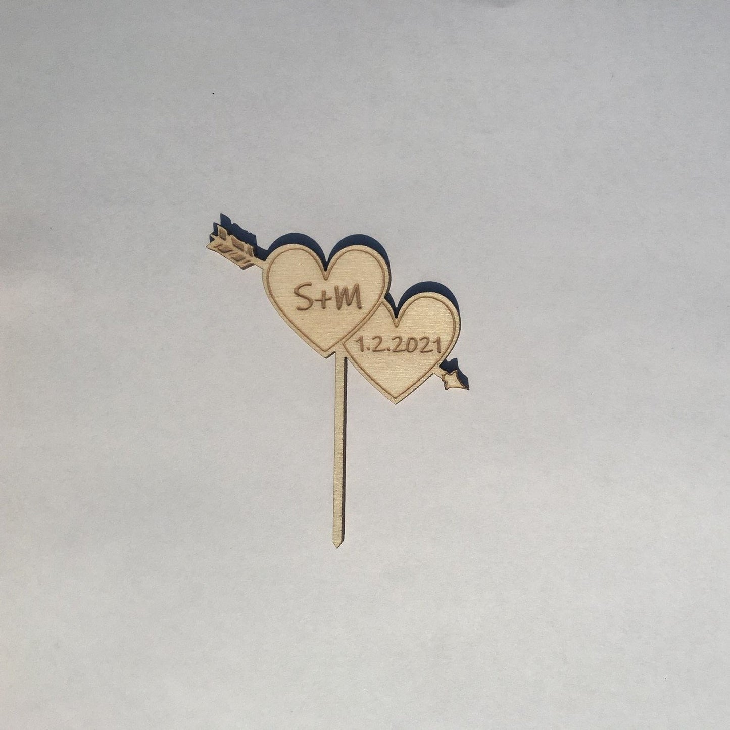 Custom Double Heart Wedding Cupcake Topper | Ships Fast