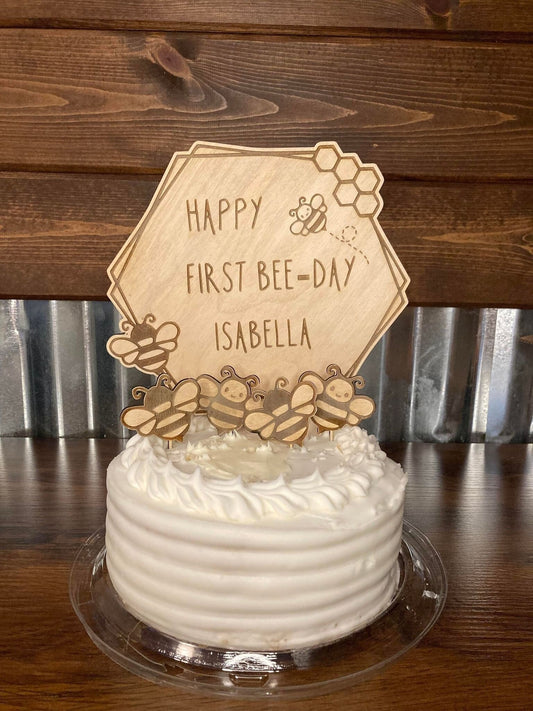 Happy First Bee-Day cake topper With Bee cupcake toppers