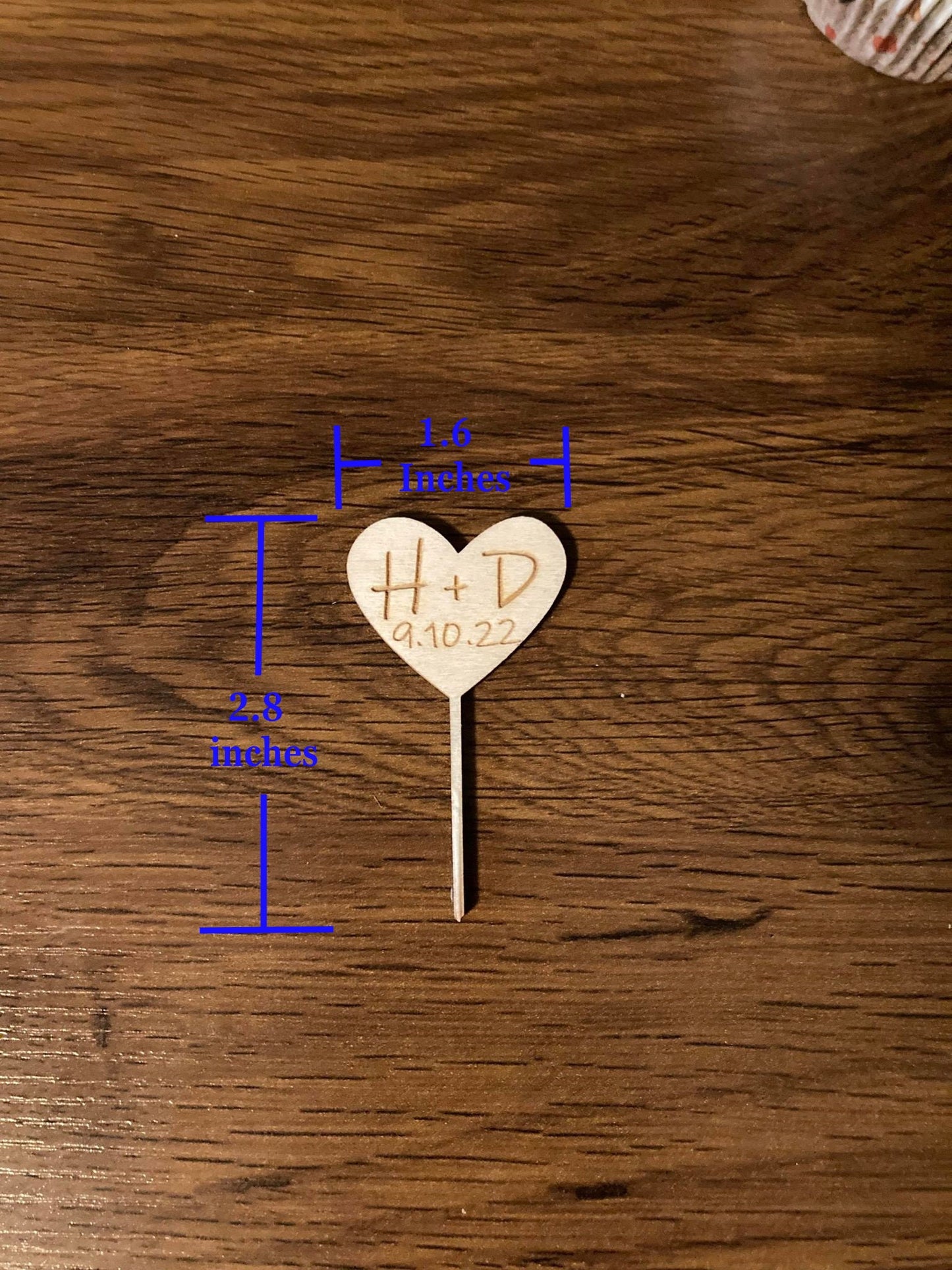 Custom Heart Wedding Cupcake Topper | You pick the font! | Ships Fast