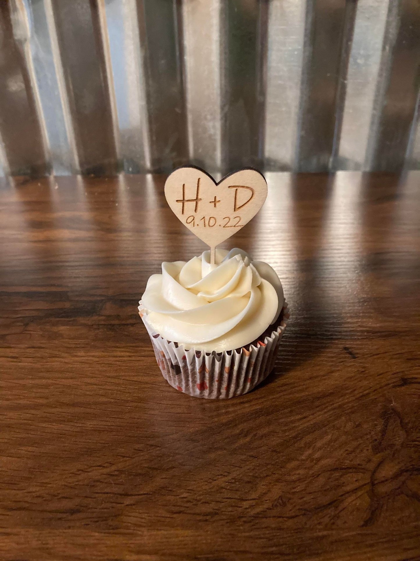 Custom Heart Wedding Cupcake Topper | You pick the font! | Ships Fast
