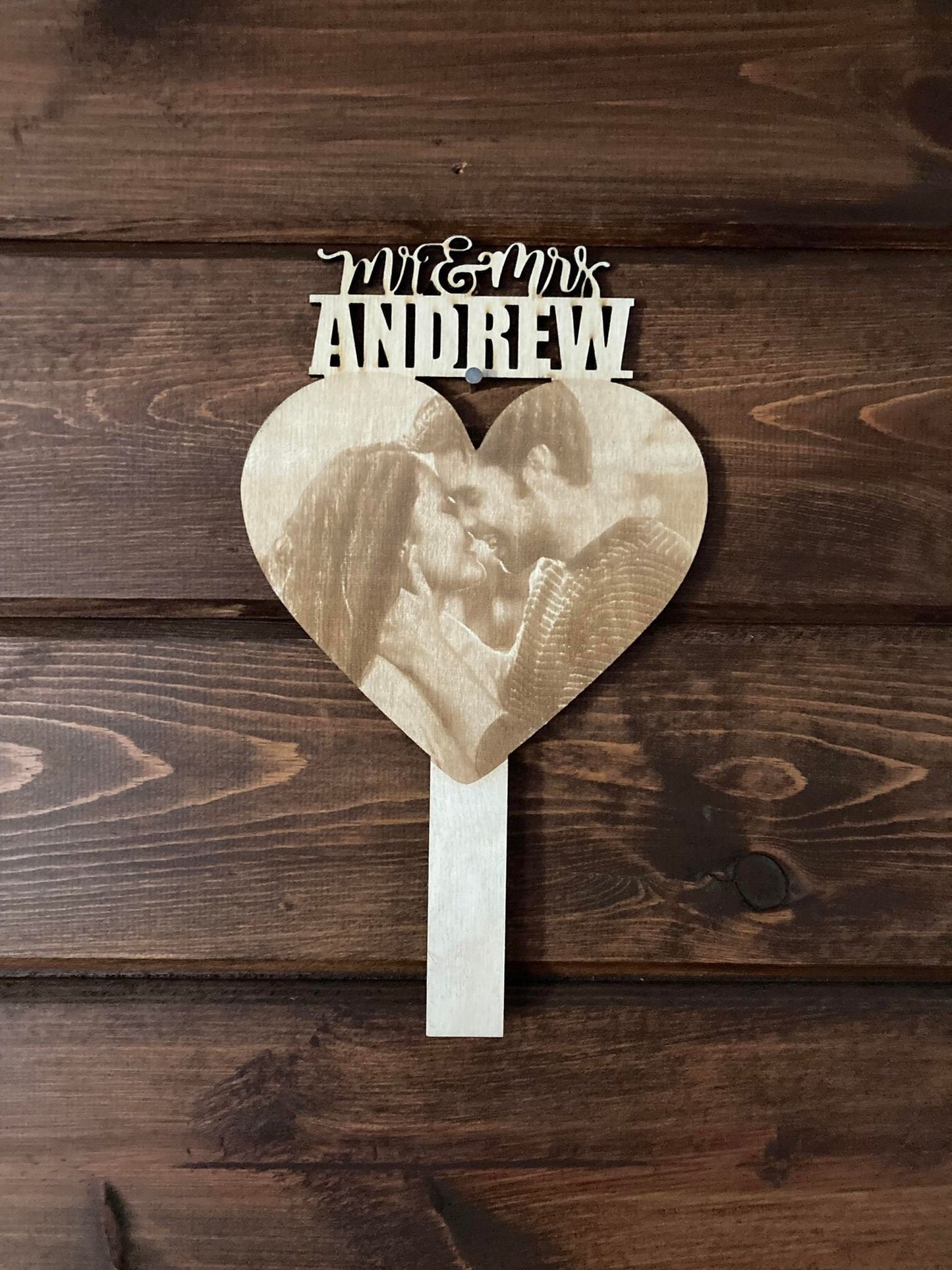 Mr & Mrs Cake Topper Photo Etched l Wedding Topper l Personalized Wedding topper l One of a kind Wedding