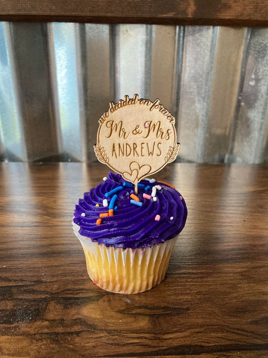 We decided on forever Custom Wedding Cupcake Topper | Wedding cake topper | You pick the font! | Ships Fast