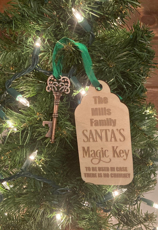 Custom Name Santa's Magic Key | No Chimney? No Problem! Elf on A Shelf Prop | Christmas Ornament | Personalized Gift | Ships Fast