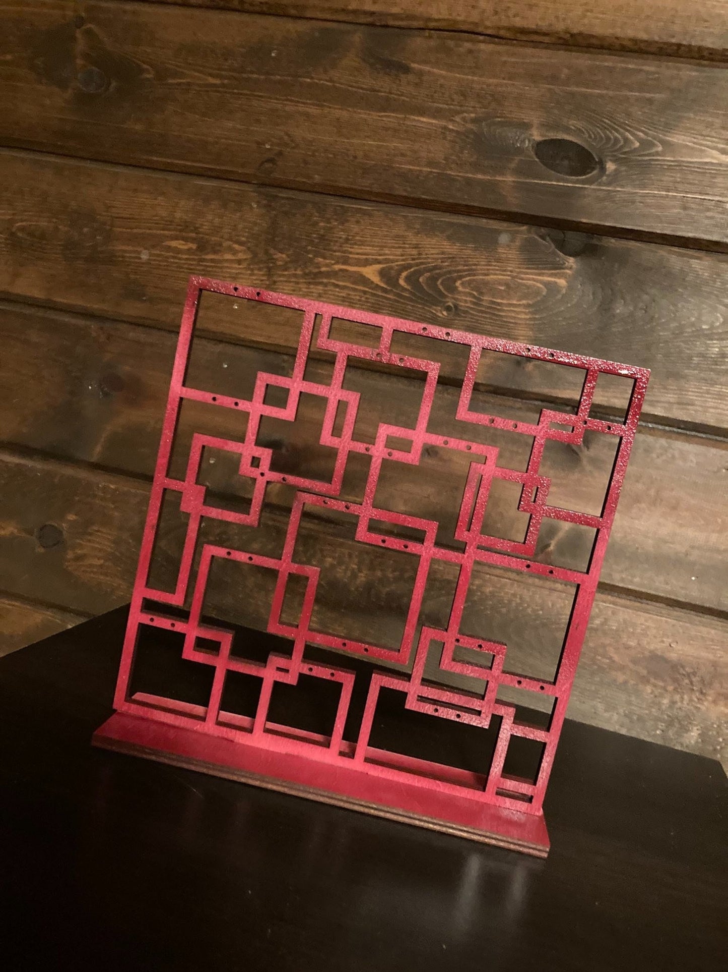 Geometric Square Earring Display | Wood earring Holder Stand | Custom Color | Modern Earring Display