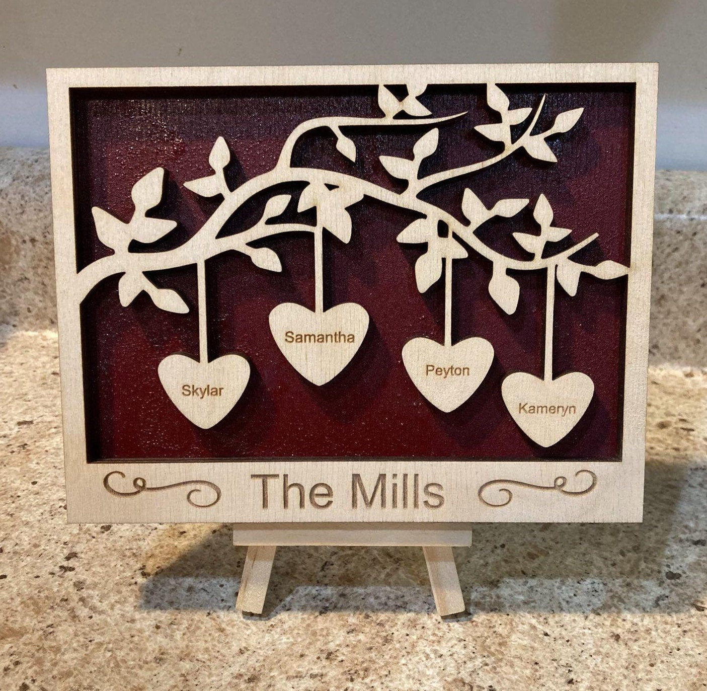 Wood Family Tree Sign l Family Gift l Custom Made To Order Family Tree l Wall Decoration l Personalized Family Tree Gift