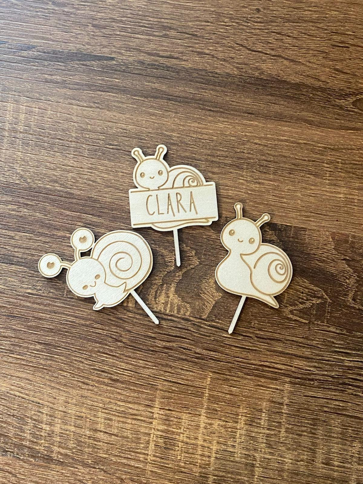 Snail Cup Cake Toppers! Snail party! Custom Name Topper! Birthday Party!