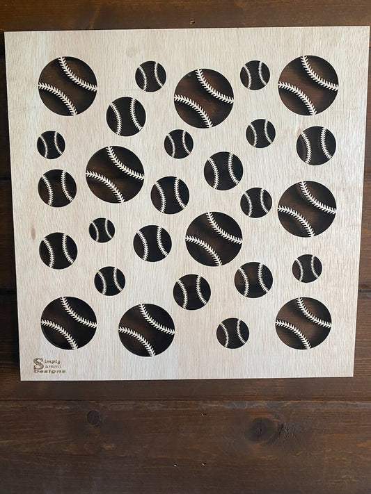 Baseball Print Stencil Template Bleach shirt stencil