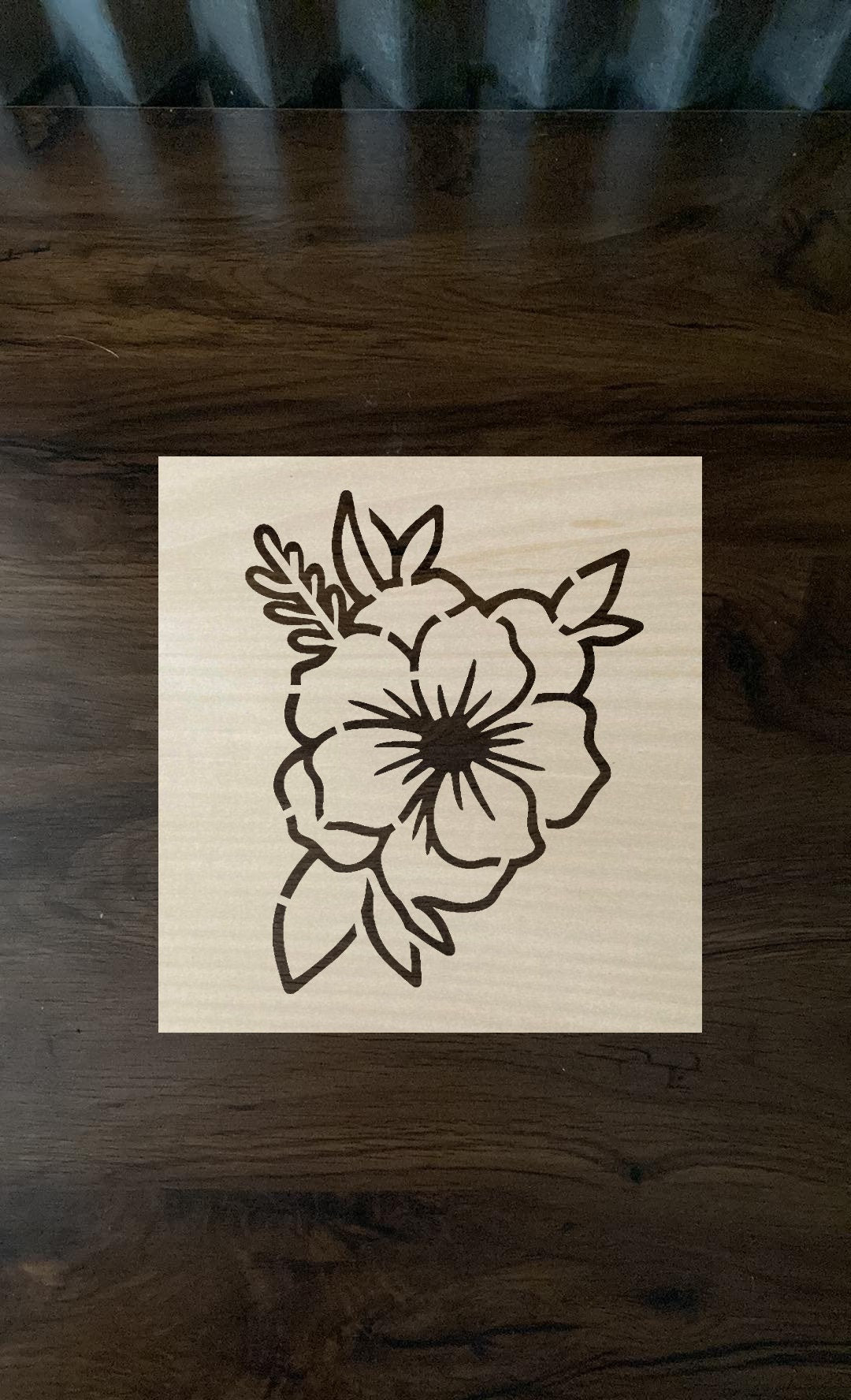 Flower With Leaves Bleach Stencil
