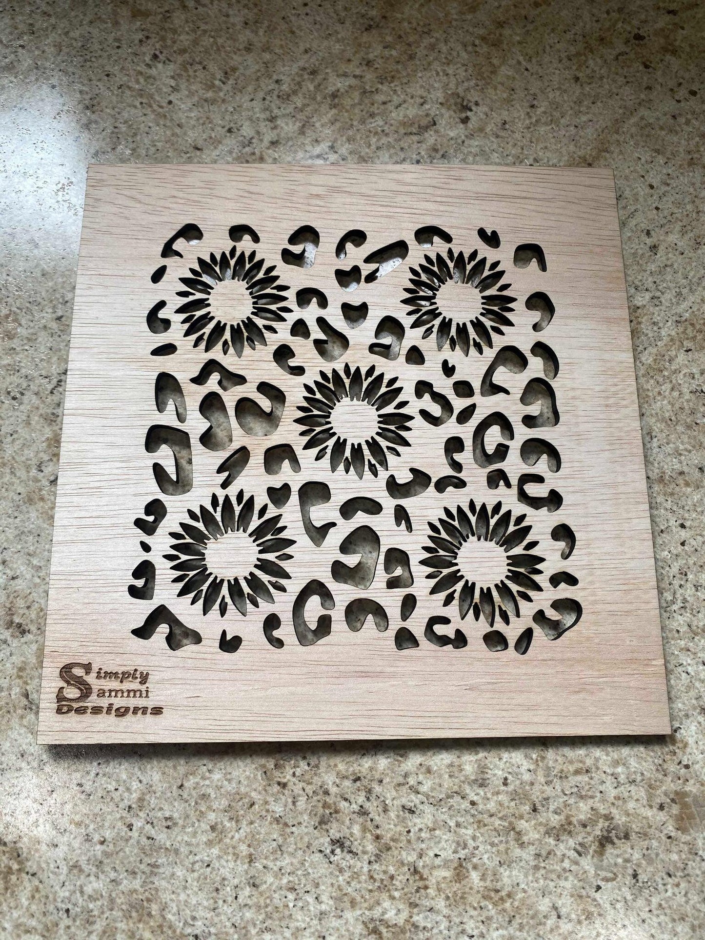 Sunflower Cheetah Print Stencil Template Bleach shirt stencil