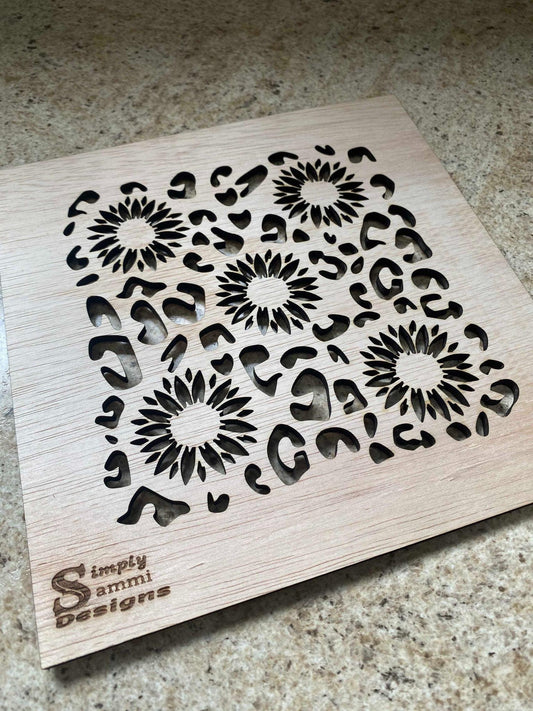 Sunflower Cheetah Print Stencil Template Bleach shirt stencil