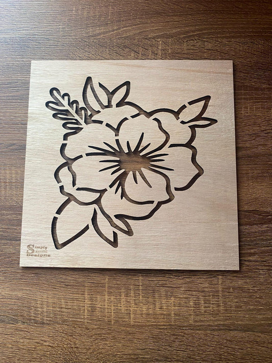Flower With Leaves Bleach Stencil