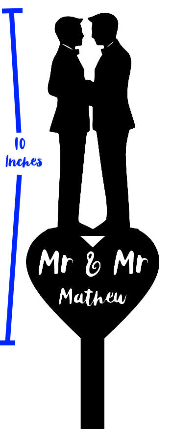 Personalized Wedding Cake Topper - Groom & Groom - Same Sex Marriage Made to Order - One of a Kind Topper-Rustic Weddings-You Pick the Color