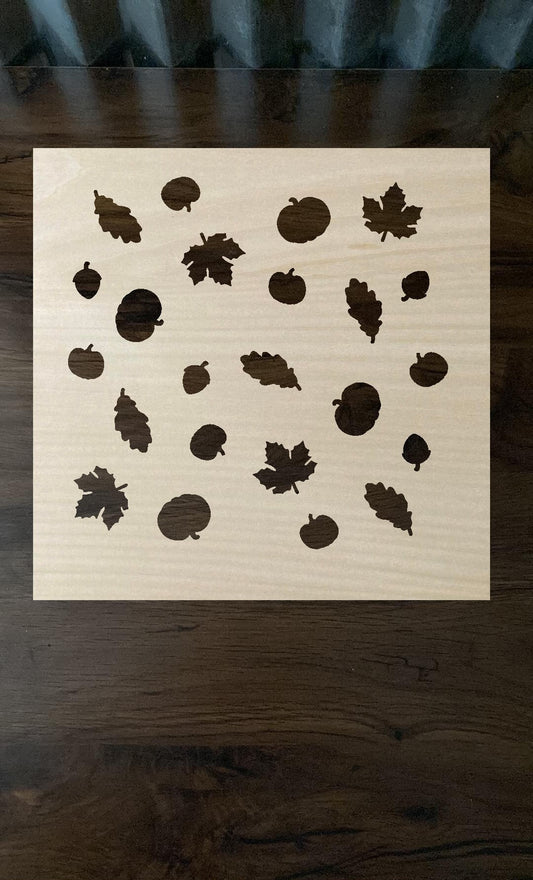 Leaves Acorns and Pumpkins Print Stencil Template Bleach shirt stencil
