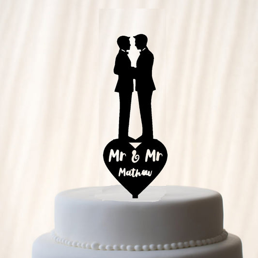 Personalized Wedding Cake Topper - Groom & Groom - Same Sex Marriage Made to Order - One of a Kind Topper-Rustic Weddings-You Pick the Color