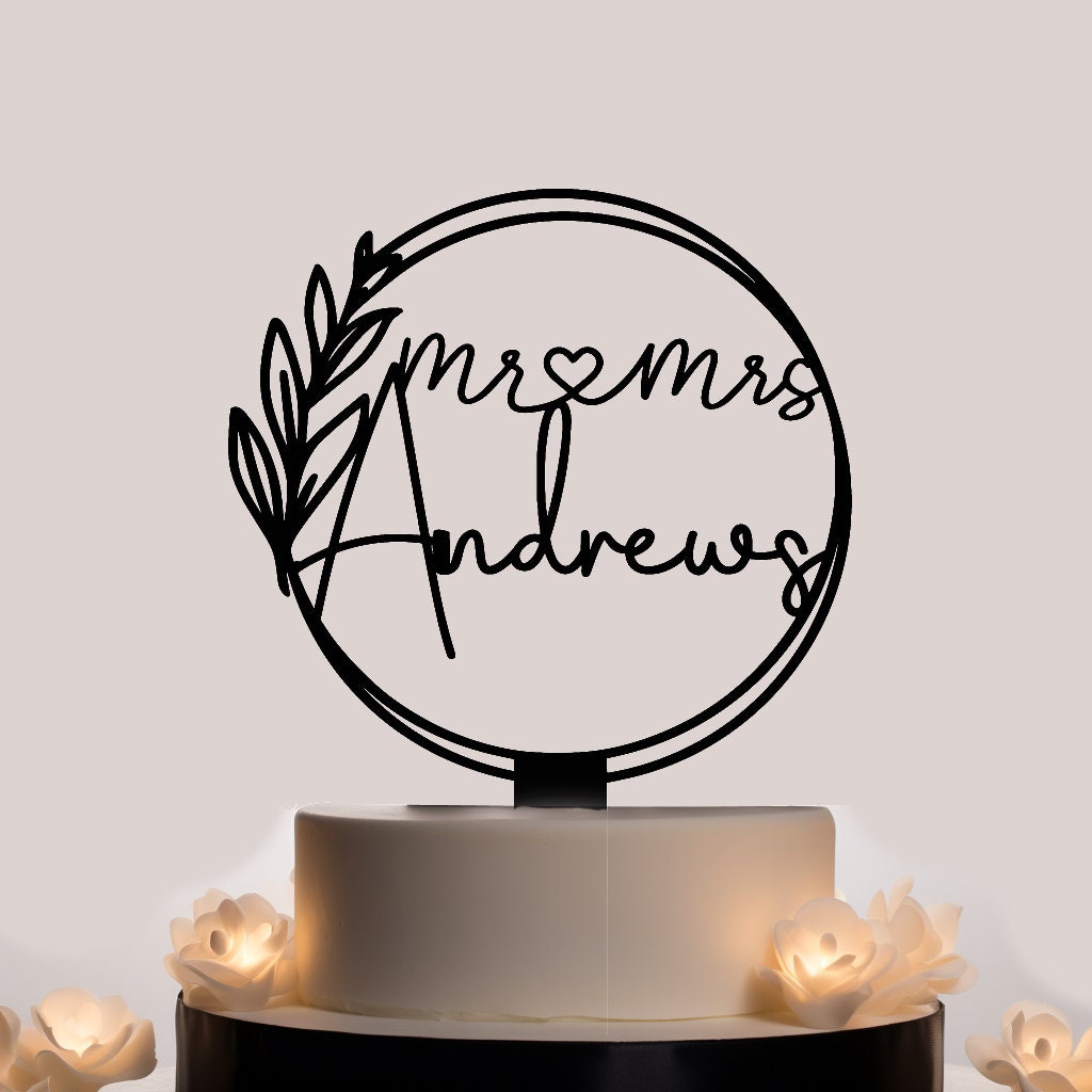 Circle Wedding cake topper | Personalized Custom Topper | You pick the color and size | Made to order| Rustic Wedding Topper | Fast Shipping
