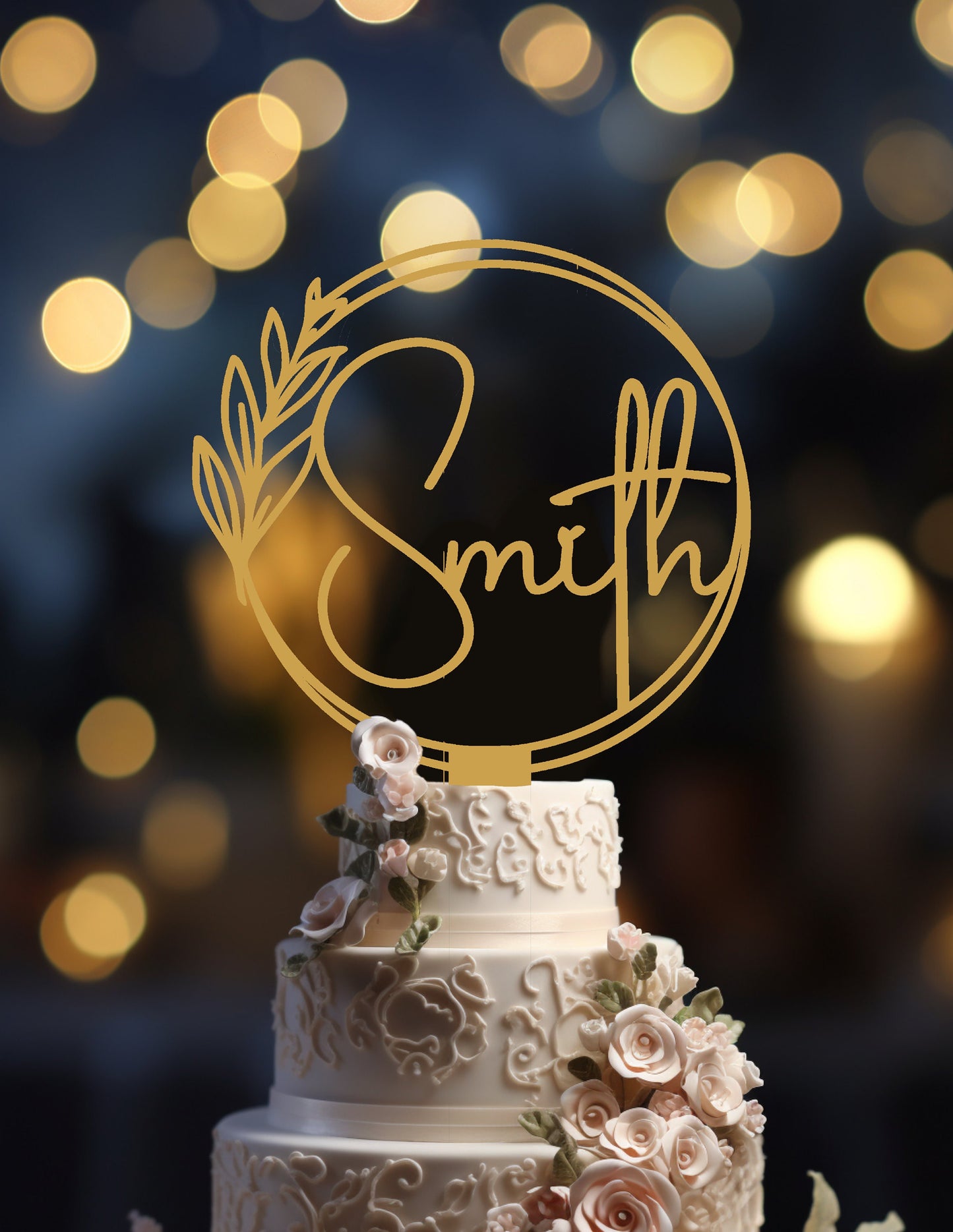 Circle Wedding cake topper | Personalized Custom Topper | You pick the color and size | Made to order| Rustic Wedding Topper | Fast Shipping