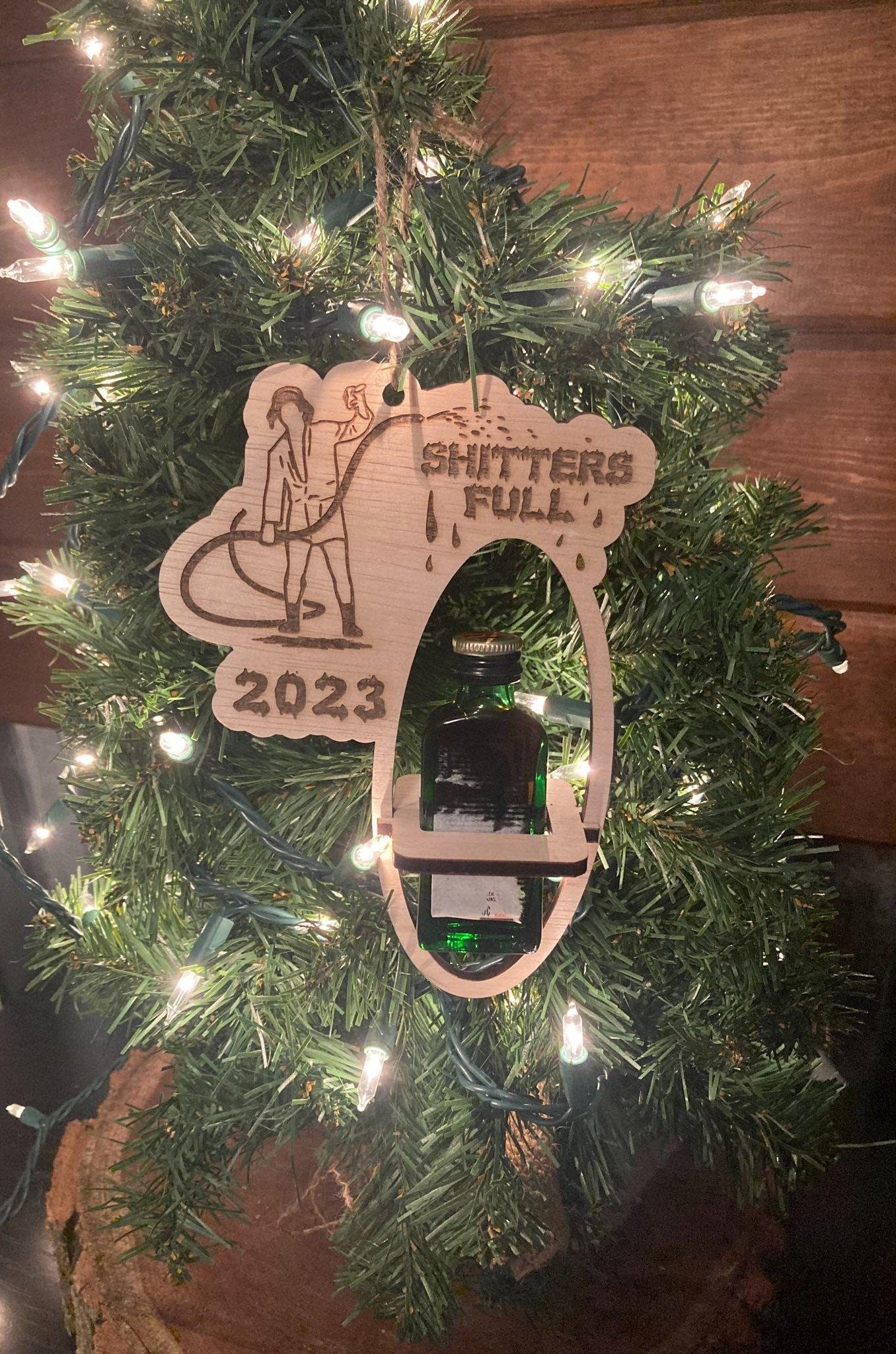 Shitters Full 2023 Bottle Holder Christmas Ornament - Perfect gift for Family, Bad Santa Gift- Custom Holiday Gift