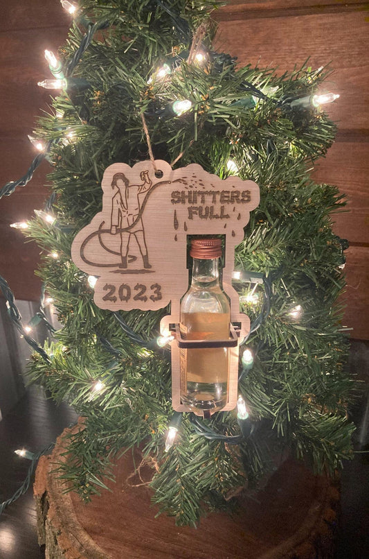 Shitters Full 2023 Bottle Holder Christmas Ornament - Perfect gift for Family, Bad Santa Gift- Custom Holiday Gift
