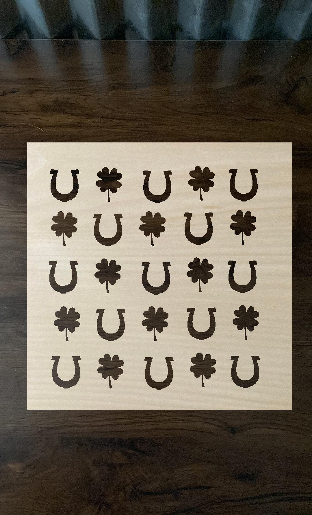 Bleach Stencil St Patrick's Day Four leaf clover and Horseshoes Stencil