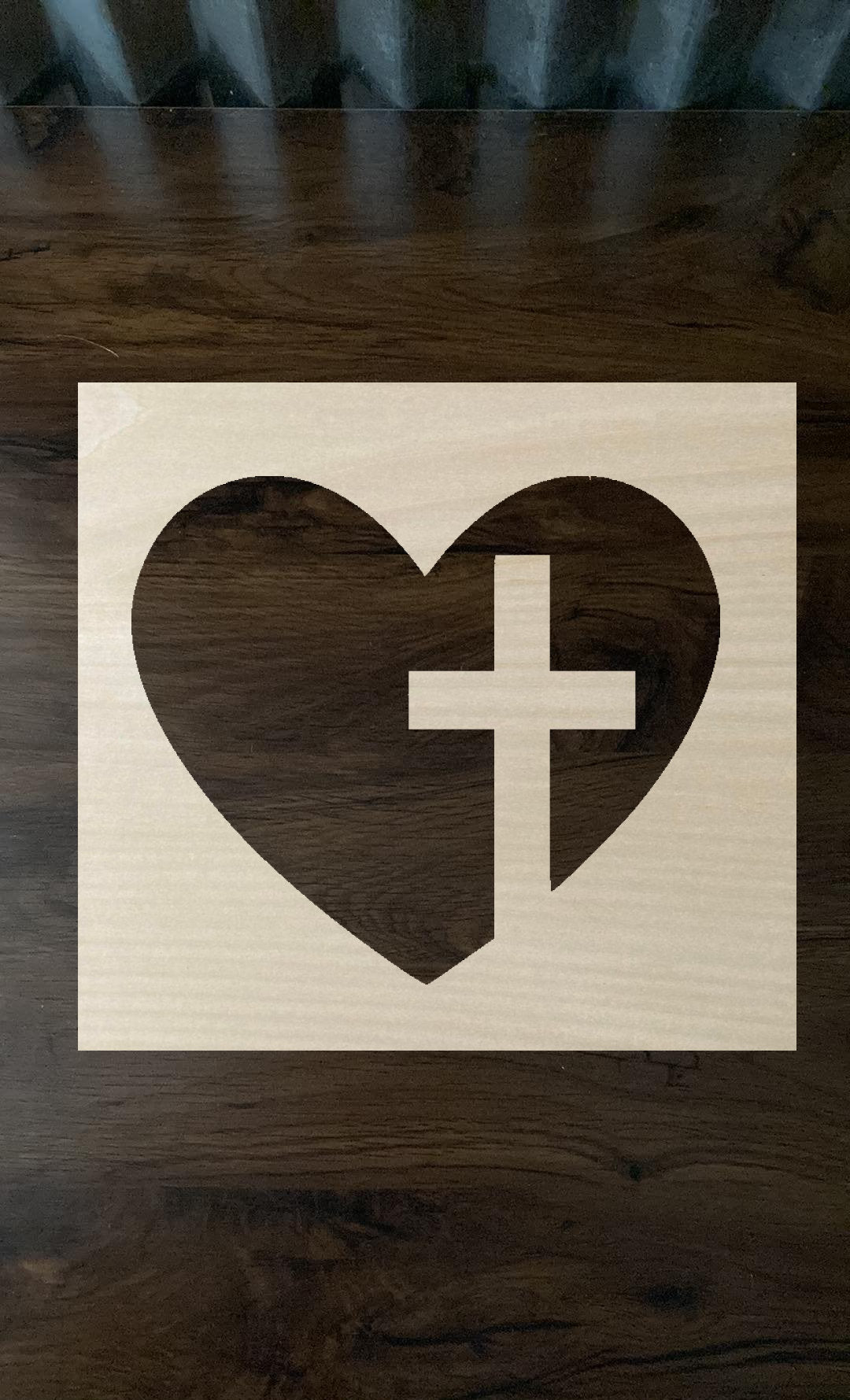 Bleach Stencil Heart cross Stencil