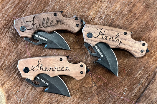 Personalized Wood Engraved Knife l Wedding gift l  Fathers Day l Nine different font choices