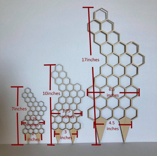 17'' 7'' 10''  | Plant Trellis | Stain Finish | Clearcoat Honeycomb | Houseplant Trellis | Indoor Garden Trellis  | Insured Shipping