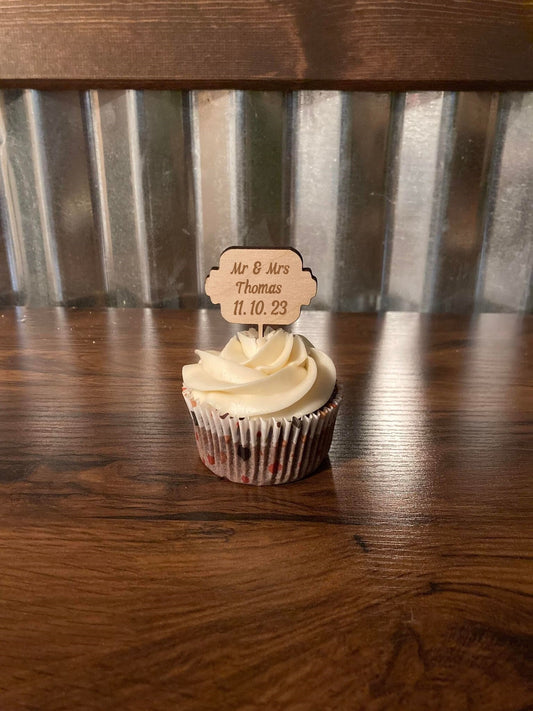 Custom Wedding Cupcake Topper | Custom Cupcake topper  Ships Fast