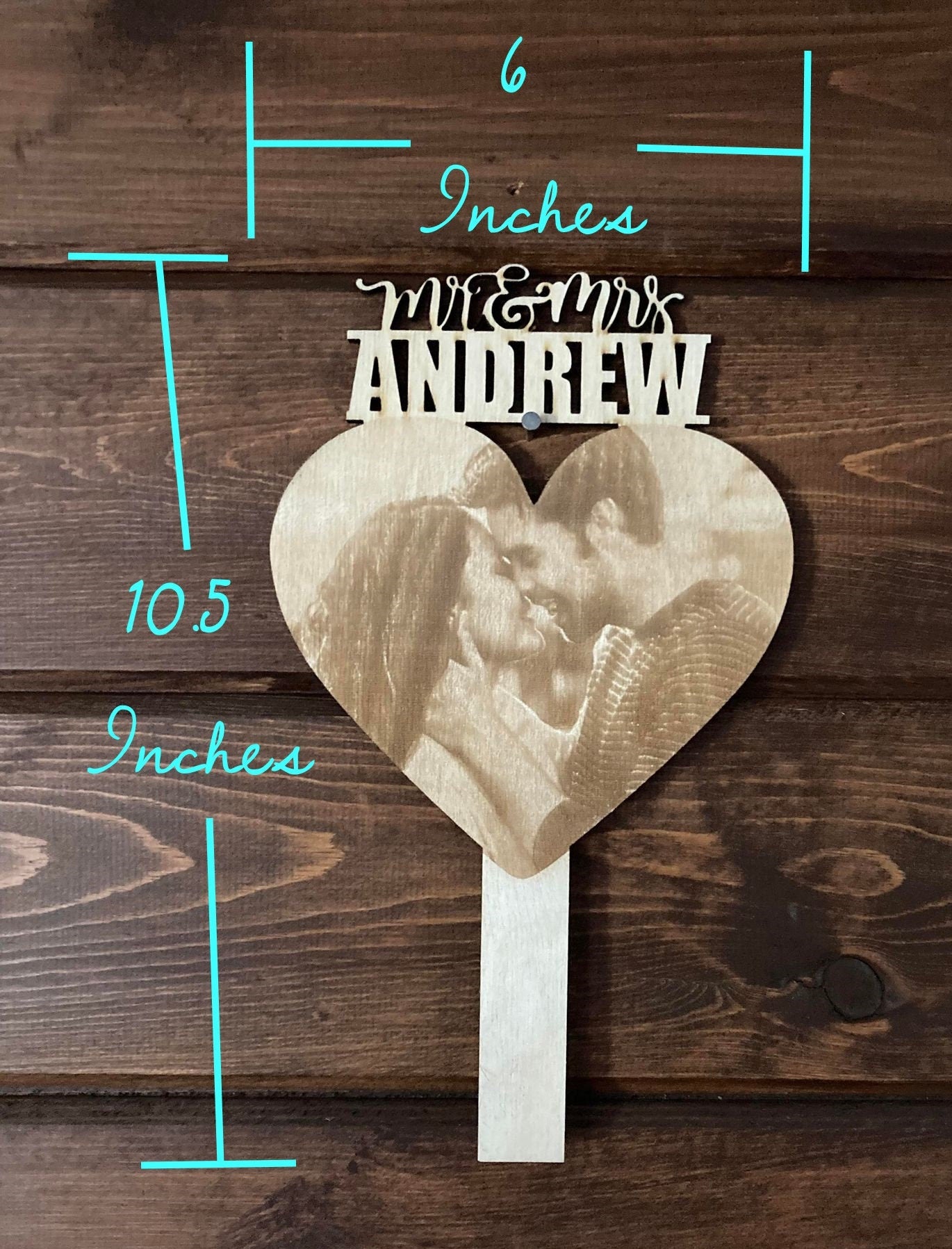 Mr & Mrs Cake Topper Photo Etched  l Wedding Topper l Personalized Wedding topper l One of a kind Wedding