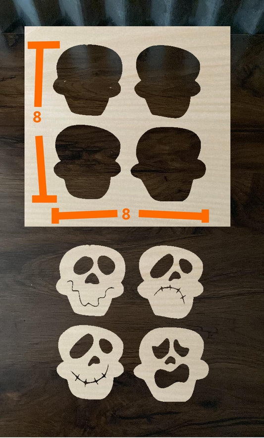 Bleach Stencil Halloween 4 Pack Skulls Stencil