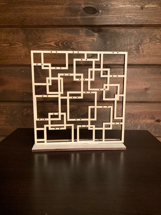 Geometric Square Earring Display | Wood earring Holder Stand | Custom Color | Modern Earring Display
