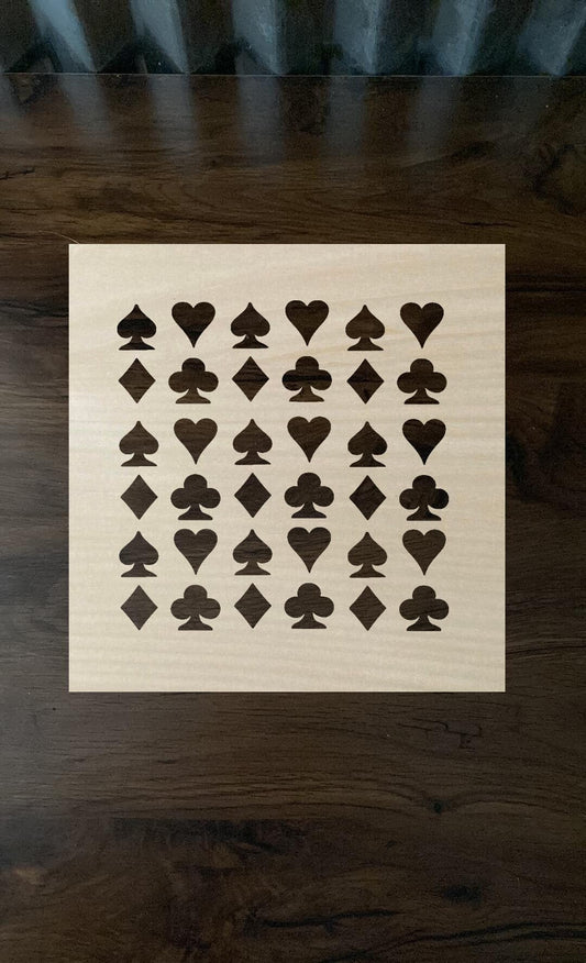 Clubs Spades Hearts Diamonds Stencil  Template Bleach shirt stencil