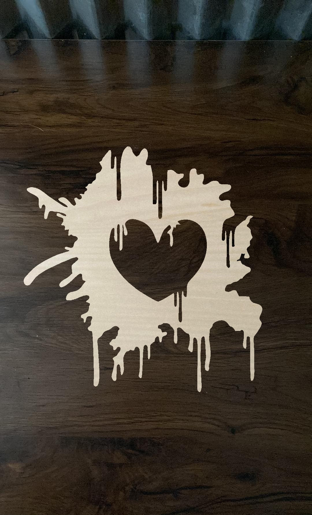 Bleach Stencil Melted Heart Print Stencil