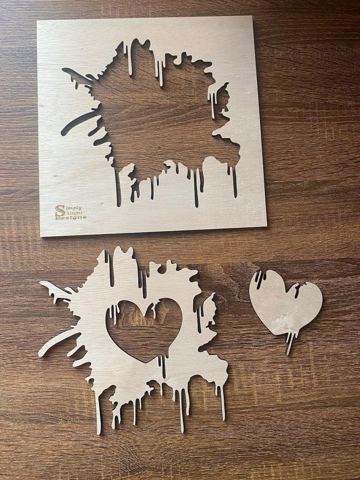 Bleach Stencil Melted Heart Print Stencil