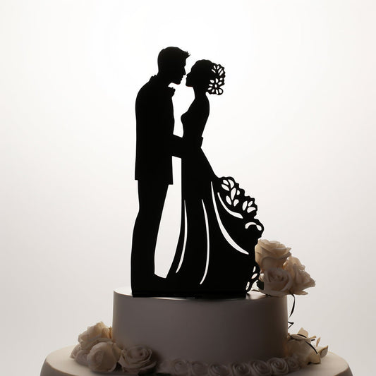 Wedding Cake Topper -  Bride Groom Flower Hair - Made to Order - One of a Kind Topper - Rustic Weddings - You Pick the Color