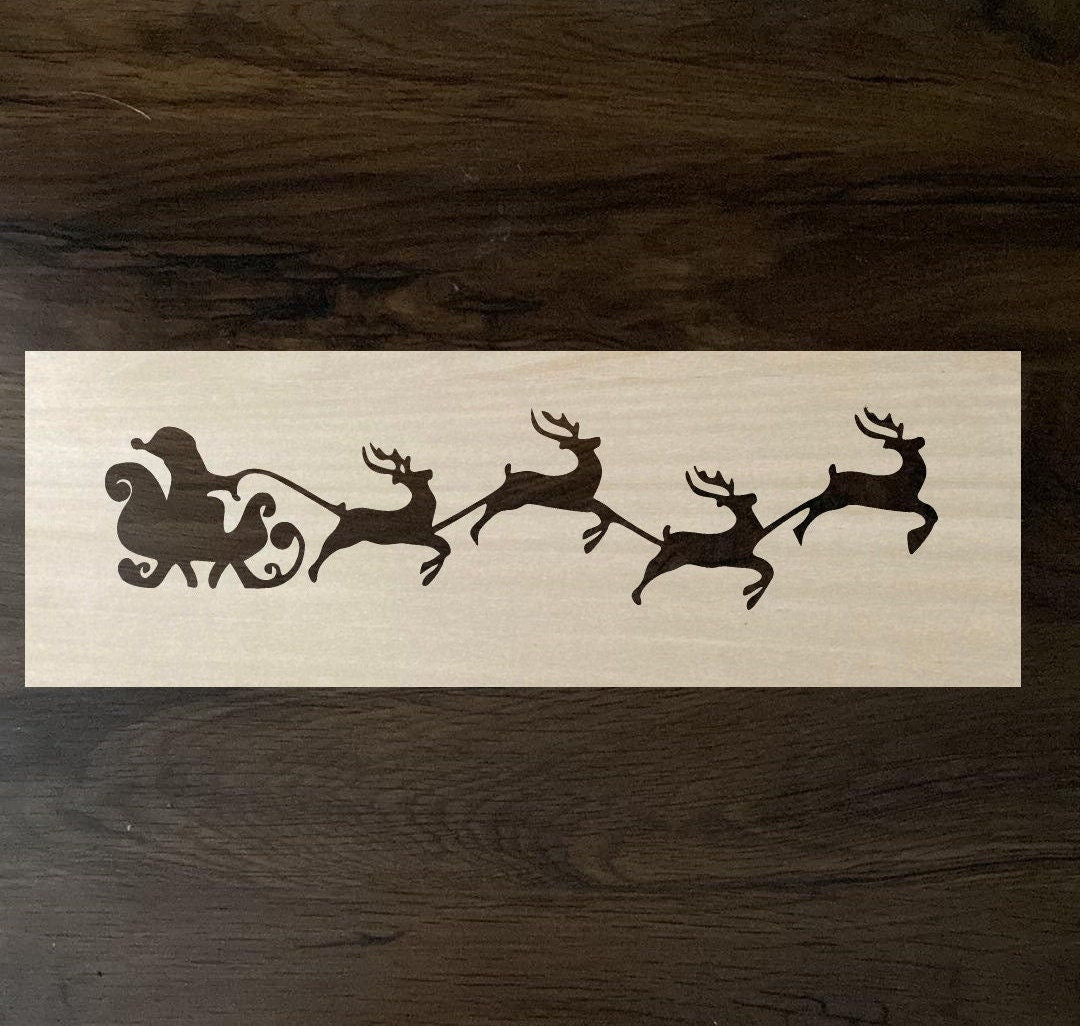 Bleach Stencil Christmas Sleigh and Reindeer Stencil