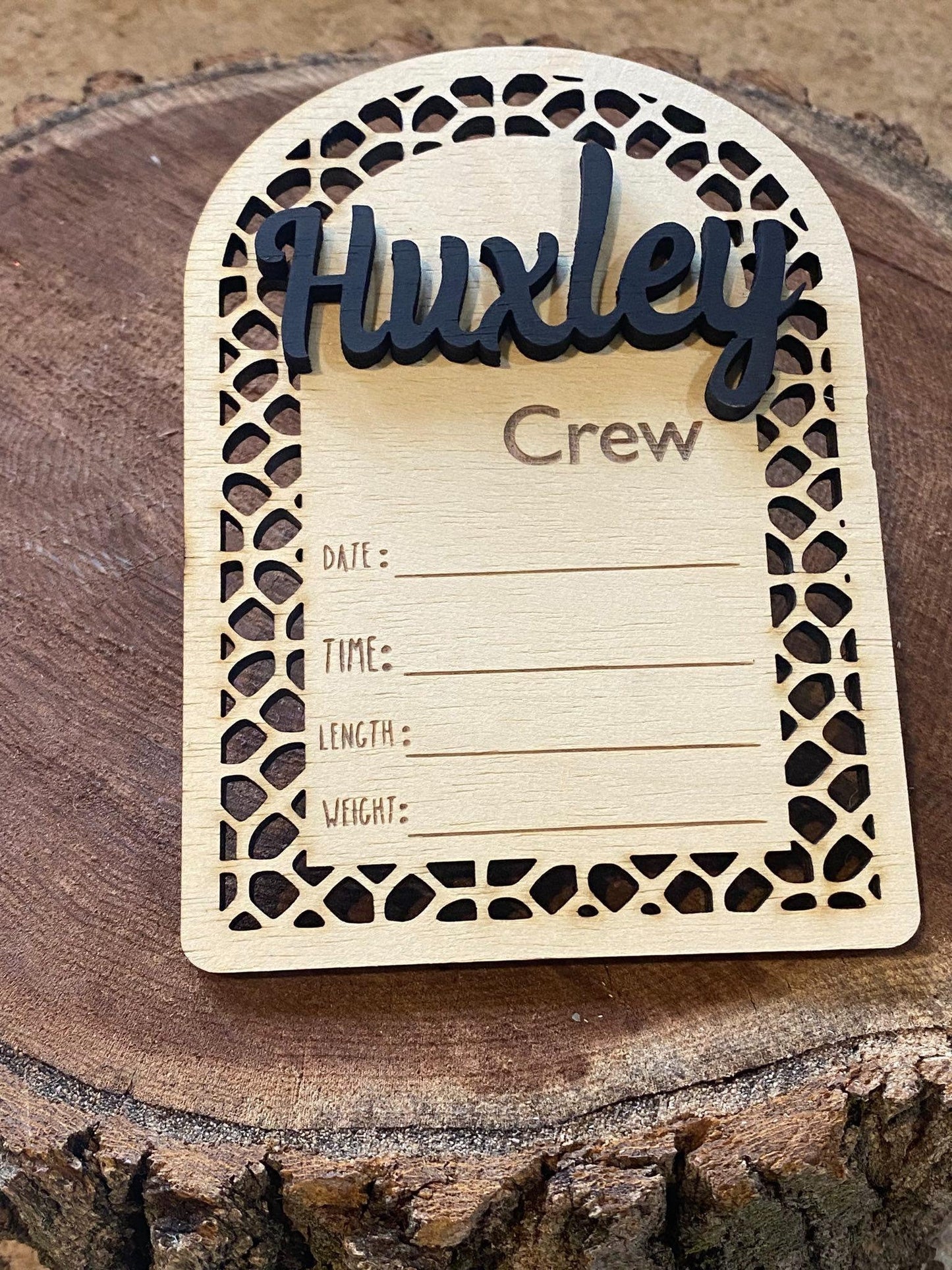 Baby Birth Announcement Wood Sign - Baby Shower Gift - Rattan Name Sign - Boho Birth Announcement - Personalized Customized Name Tag