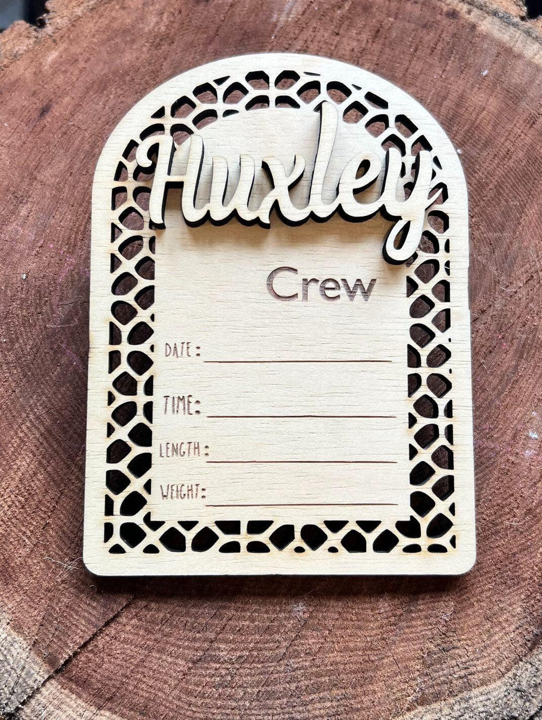 Baby Birth Announcement Wood Sign - Baby Shower Gift - Rattan Name Sign - Boho Birth Announcement - Personalized Customized Name Tag