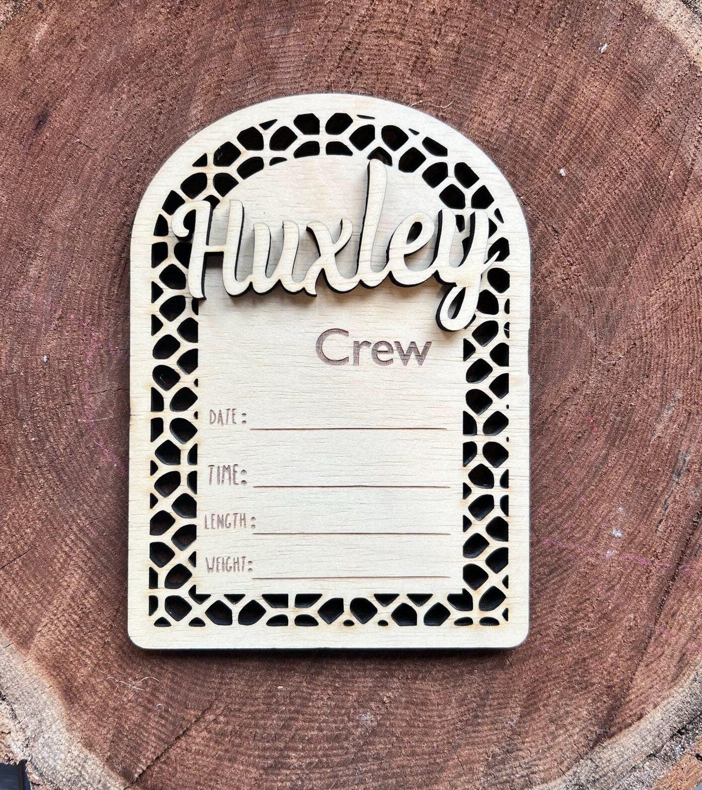 Baby Birth Announcement Wood Sign - Baby Shower Gift - Rattan Name Sign - Boho Birth Announcement - Personalized Customized Name Tag